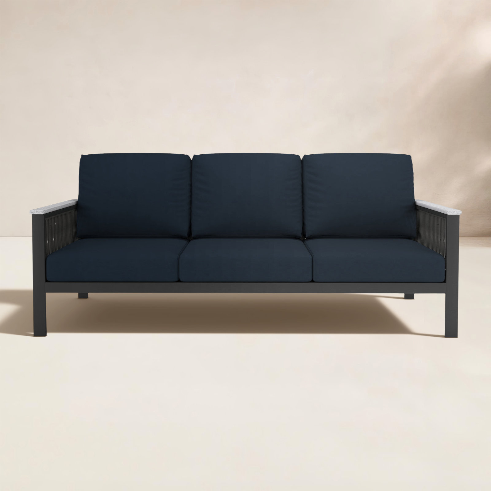 Townsend 80" Sunbrella® Patio Sofa, Canvas Navy Sunbrella® Canvas, Gray/White
