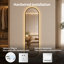 Miroir mural pleine longueur à DEL avec cadre noir et éclairage à intensité variable, montage vertical pour chambre, garde-robe ou entrée