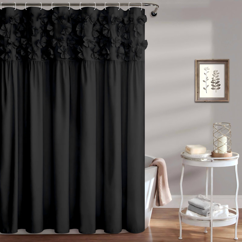 Rideau de douche Luxury Luxury Butterfly Flower, Black