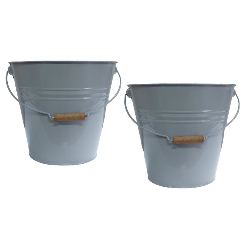 Ensemble de seaux en métal Fun, Gris clair