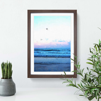 Seagulls Flying High in Abstract - Picture Frame Graphic Art Print
