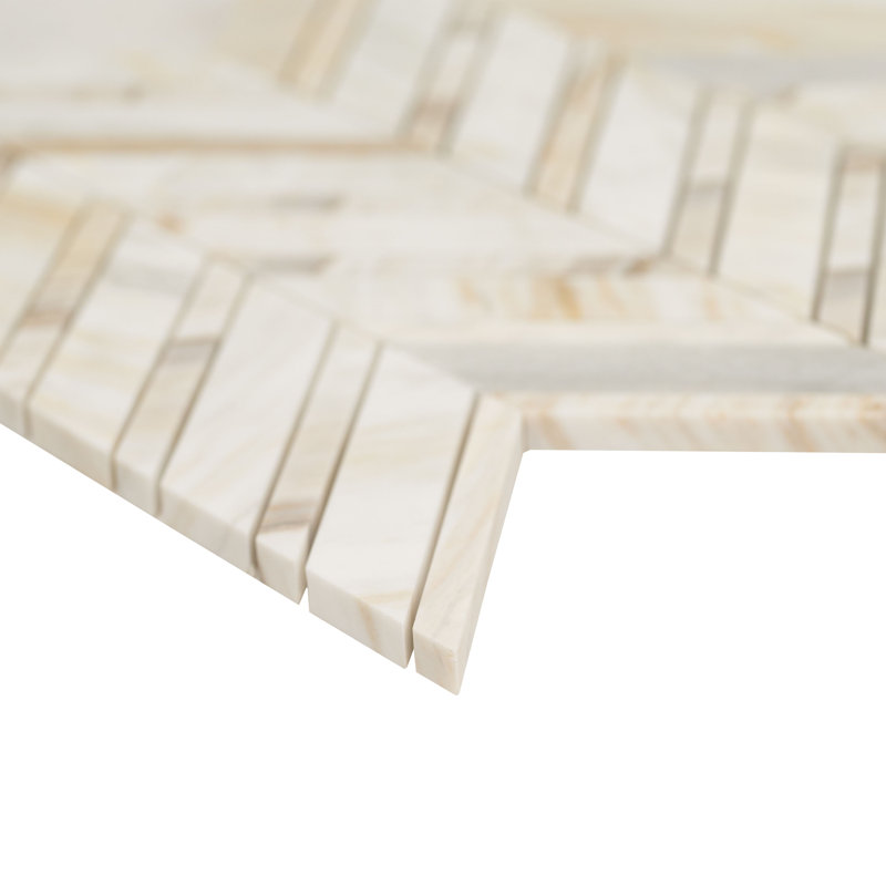 Selene Oro Chevron 12 in. x 12 in. Honed Marble Mosaic Floor and Wall Tile