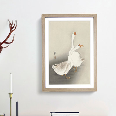 Two Geese by Ohara Koson - Framed Print
