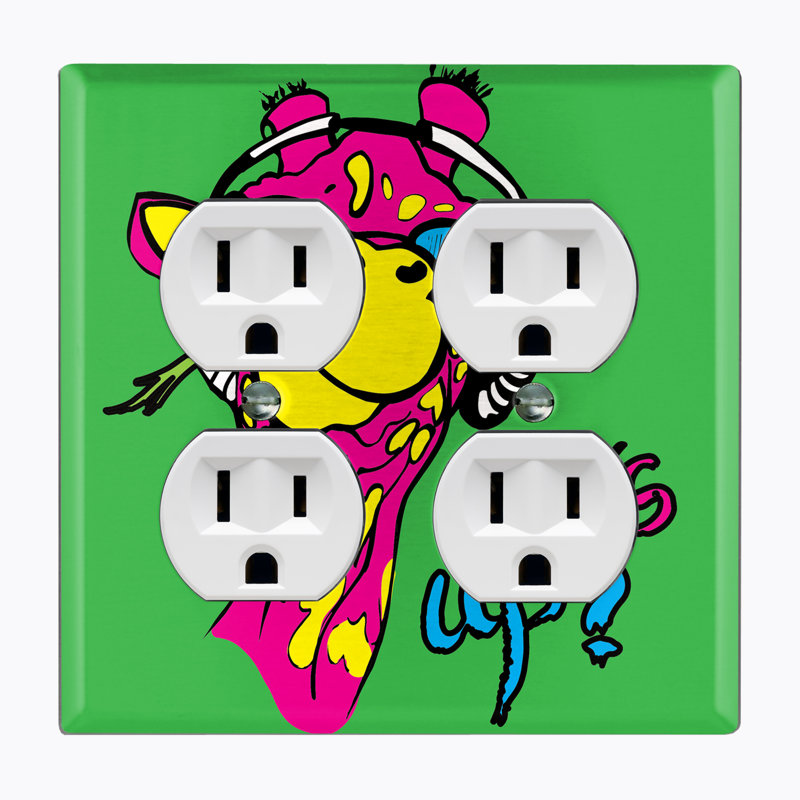 Giraffe Animals Themed 2 - Gang Duplex Outlet Standard Wall Plate