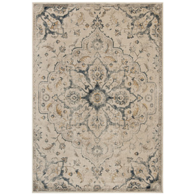 Tapis oriental crème / bleu clair