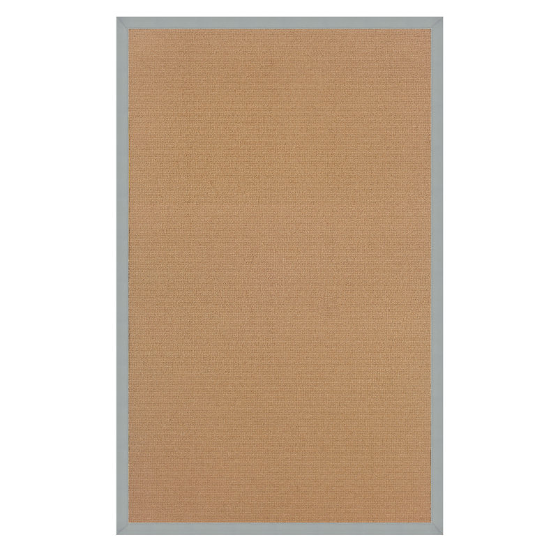Nannette Handmade Dark Beige Berber with Ice Blue Cotton Border Made in the USA Area Rug, Rectangle 1'10" x 2'10"
