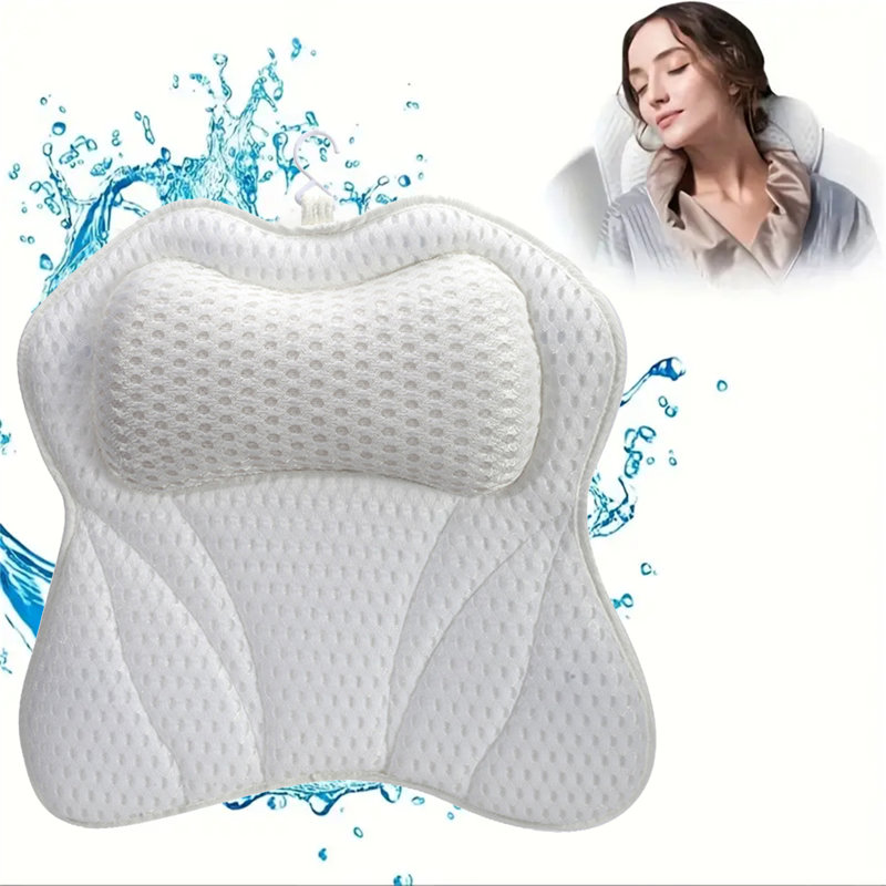 Agler Suction Bath Pillow, White