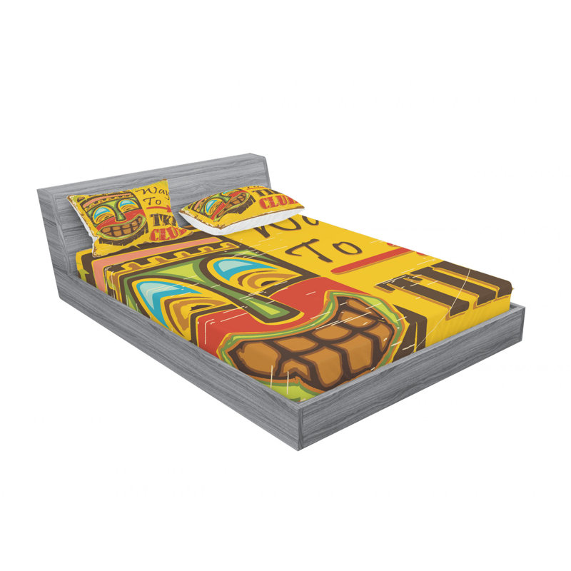 Ensemble de draps Way to Tiki Club, Ensemble de drap pour grand lit avec drap-housse