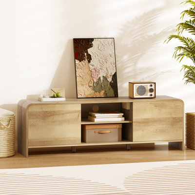 Meuble télé pour téléviseur de 65 po ou moins, console multimédia avec armoires, tablettes