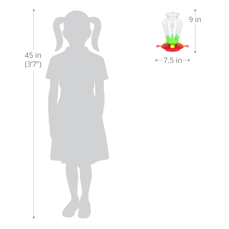 Clear Plastic Hanging Hummingbird Feeder with Red Base