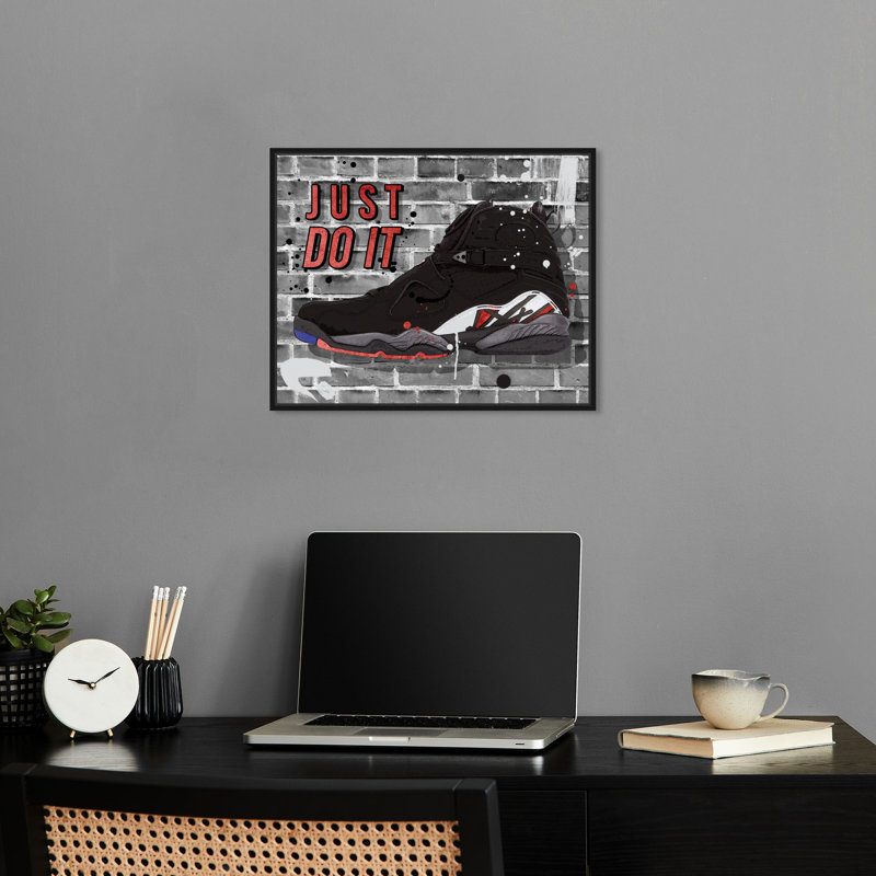 Just Just It Sneaker, impression de citations sur toile par Notoriart, Cadre noir, H 17 po x l 21 po