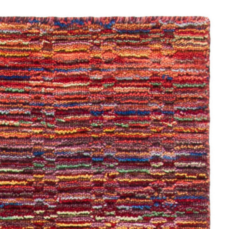 Tapis rouge / brun en laine Hossain, Rond 6 pi