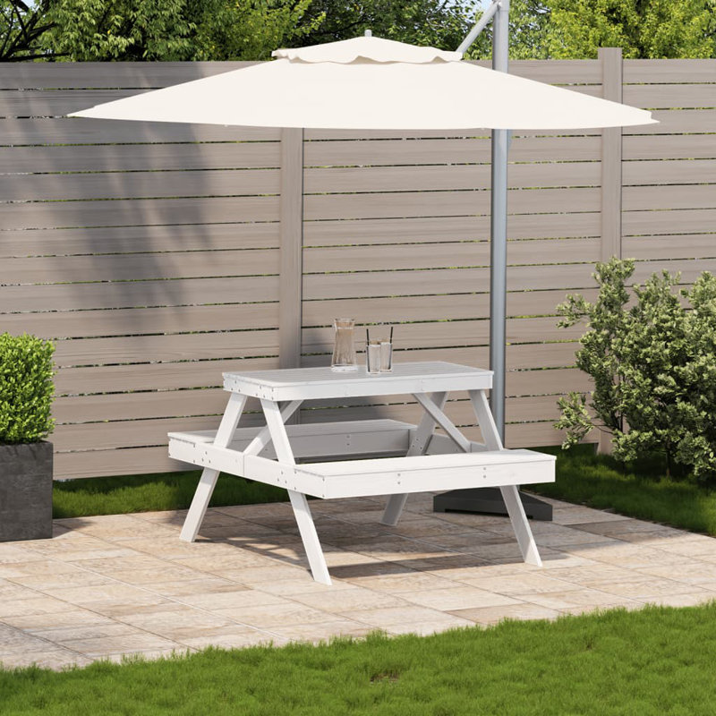  Table de pique-nique en bois de pin massif blanc durable standard, Blanc