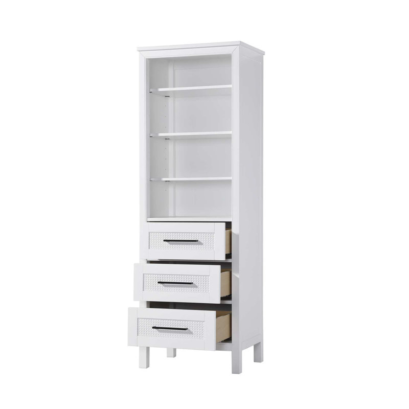 Armoire de rangement ouverte 24 pouces pour salle de bain blanche, H 72 po x l 24 po x P 72 po, Blanc