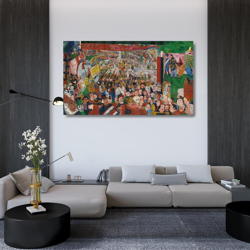 ArtDirect Ensor, James Gallery Wrapped Canvas Art Titled: Christs Entry into Brussels in 1889, 29" H x 48" W