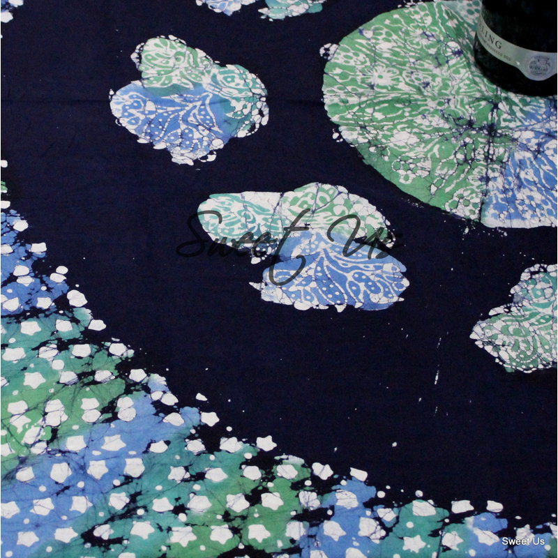 Floral 100% Cotton Tablecloth, Blue