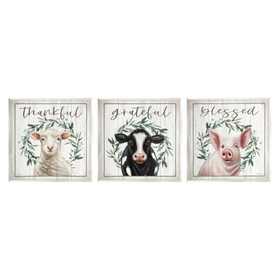 Stupell Industries Thankful Grateful Blessed Country 3 Piece Canvas Wall Art Set Design by Elizabeth Tyndall -  a3-195_wd_3pc_12x12