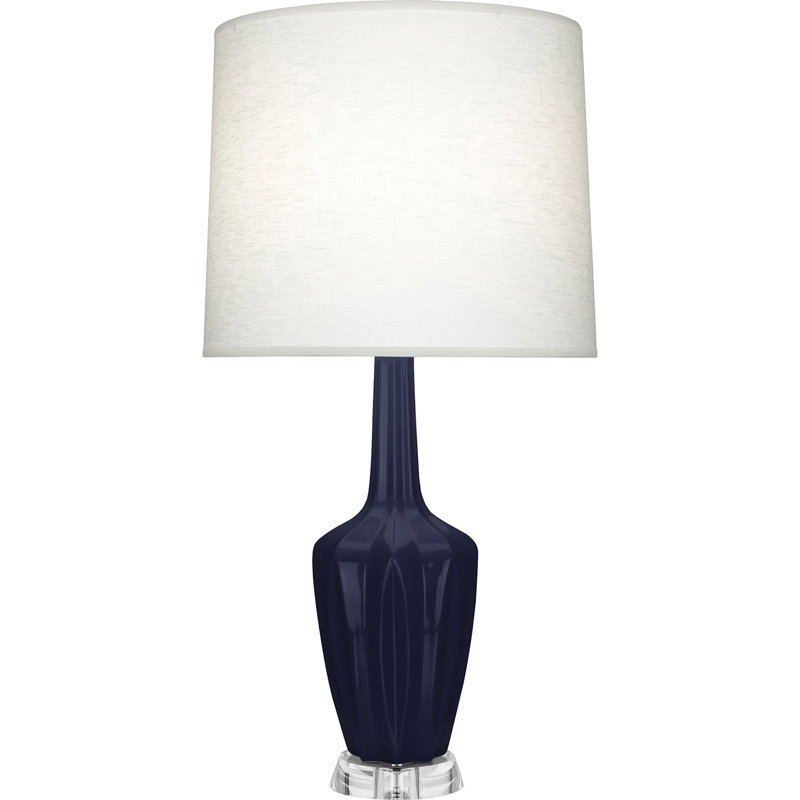 Emma Accent Lamp, Ceramic/Acrylic, Midnight Blue Glazed, 34.25" H x 7.38" W x 15" D