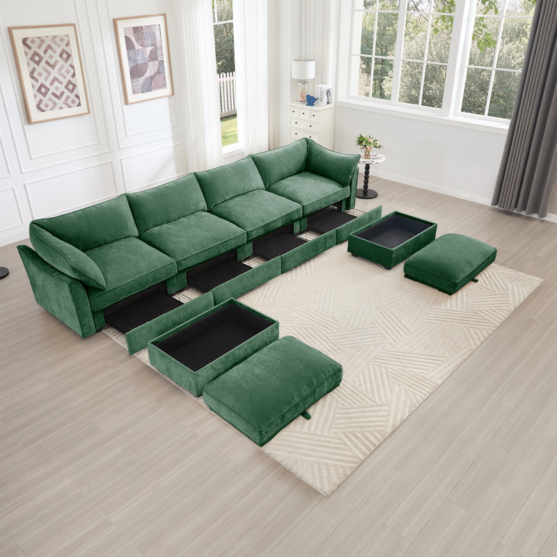 Canapé modulaire modulaire en chenille de salon modulaire avec rangement