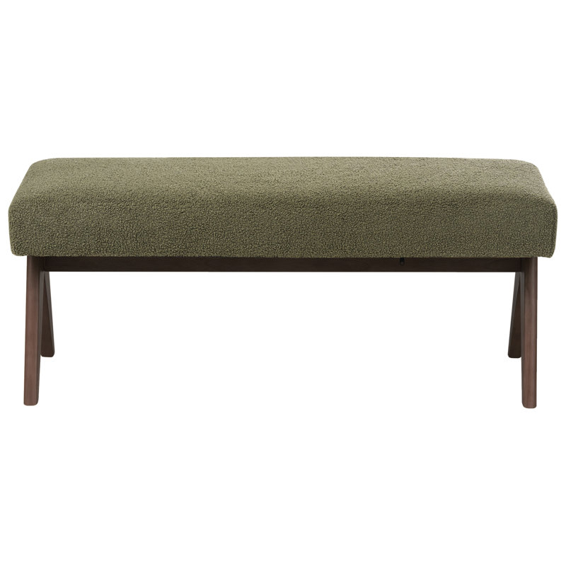 Bench Drumheller Boucle, Green, Light Brown Wood