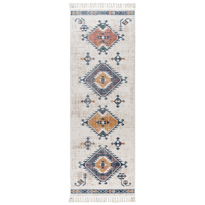  Tapis d'intérieur ivoire avec frange Amiens Hvar, Rectangle 2 pi 5 po x 8 pi