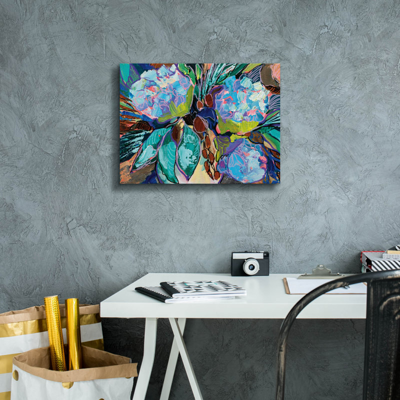 «Hydrangea Harmony» par Jeanette Vertentes, art mural sur toile, H 12 po x l 16 po x P 0,75 po