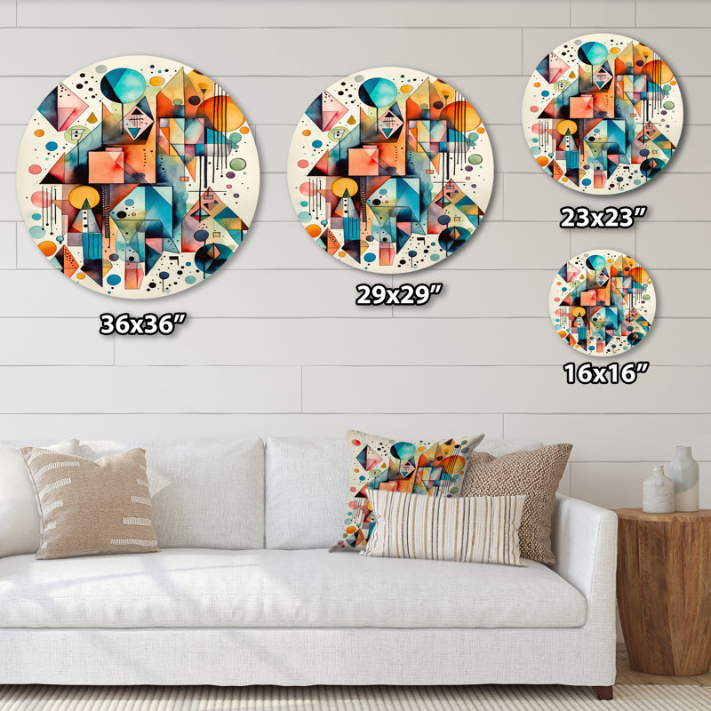 Décoration murale géométrique bleue et orange Balance I, H 29 po x l 29 po x P 1 po