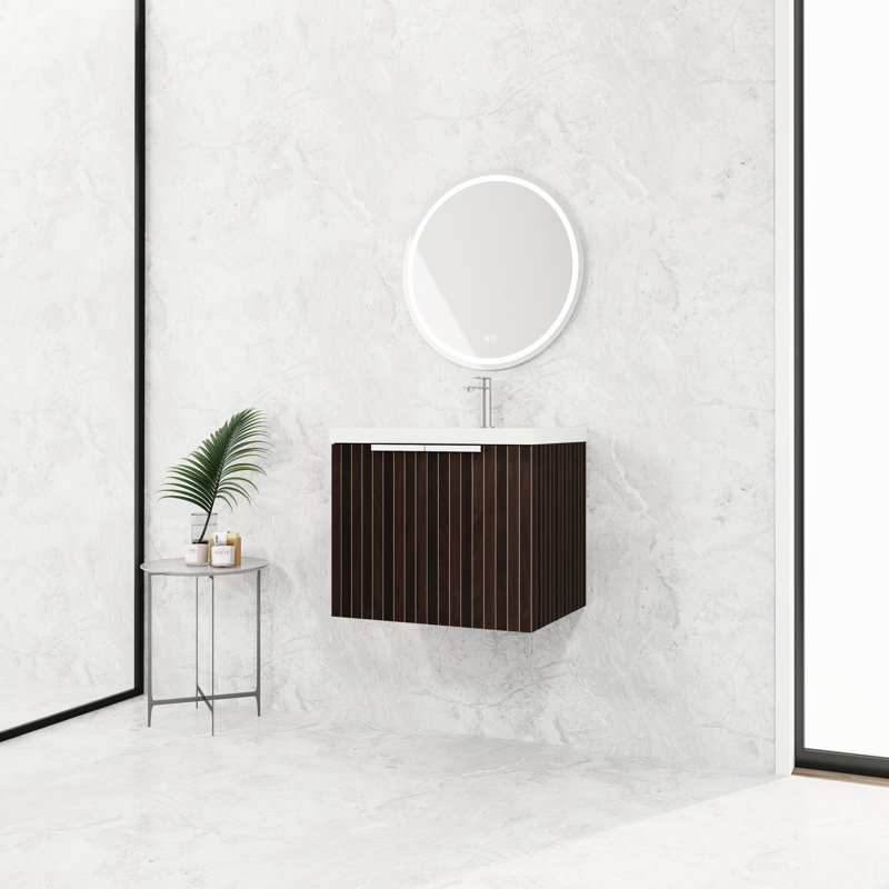 Meuble-lavabo de salle de bain 24 po en résine, meuble-lavabo contemporain avec lavabo, 24"