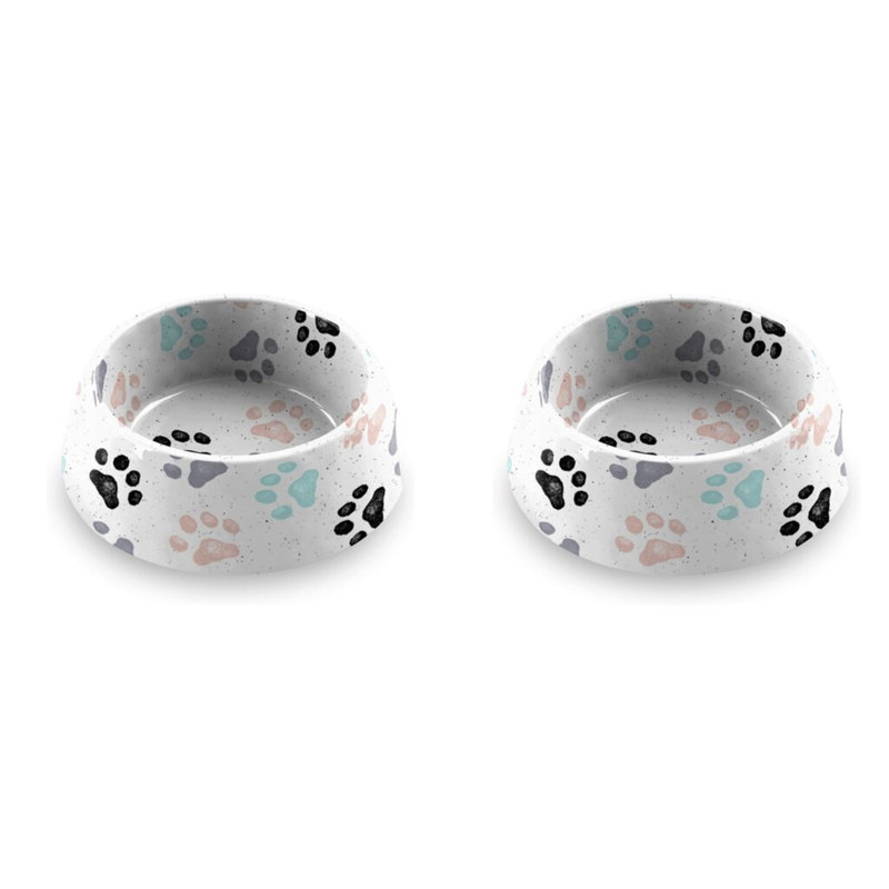 Tarhong Retro Paw Print  Bowl,Small,Blue,5.3",1Cup,Melamine,Set Of 2, 2.5 oz.