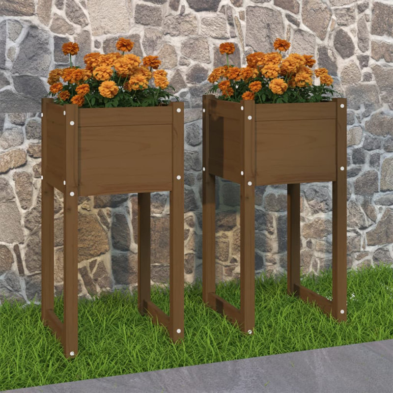 Wood Pot Planter, Dark Brown, 81cm H x 40cm W x 40cm D