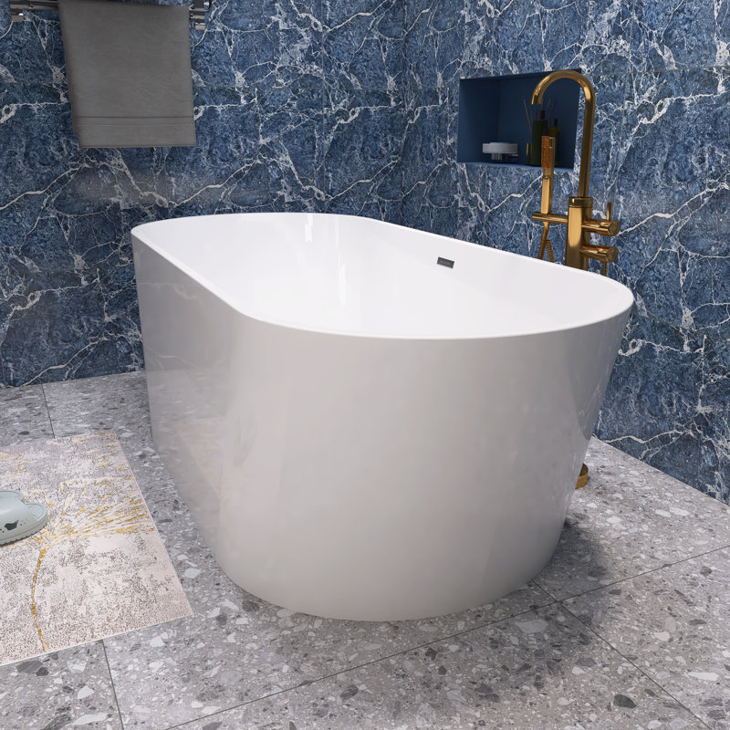 Baignoire de trempage autoportante en acrylique 67 po. X 31,5 po., Blanc lustré