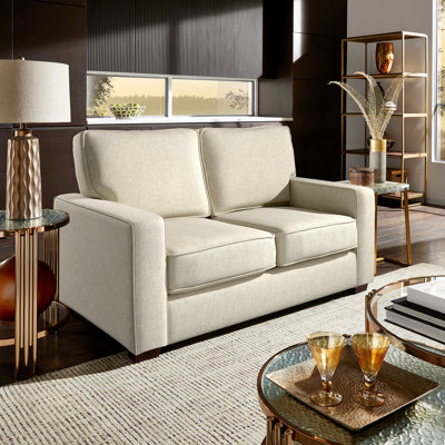 Beaulah Modern Fabric Upholstered Square Arm Loveseat