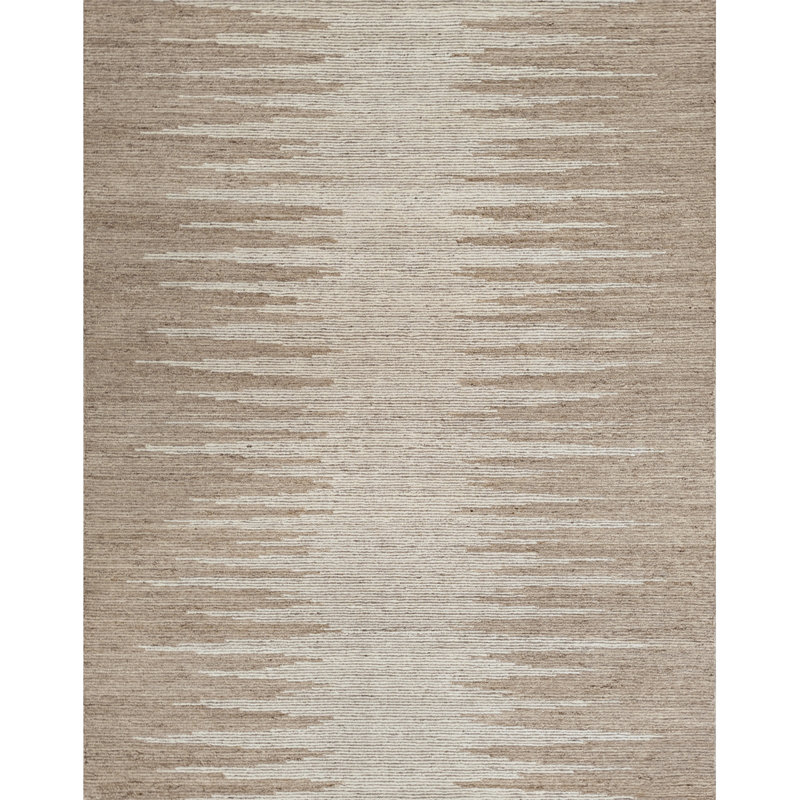 Tapis en laine touffeté à la main Abrash Ikat, Naturel, 7 pi 6 po x 9 pi 6 po