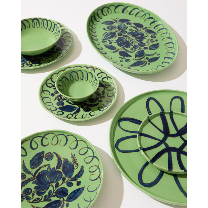Amalfi Dessert Plate - Mustard - 9.1", Green