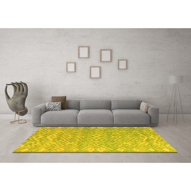 Tapis lavables à la machine Abstract 5389 - jaune, Carré 7 pi