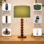 Lampe de table effilée en bois de noyer massif 17,5 "avec abat-jour tambour en lin, lampe de chevet moderne avec base E26 pour chambre à coucher, salon-1180501231