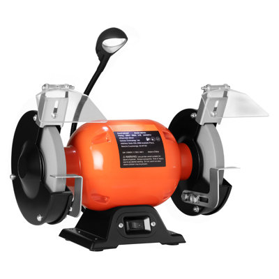 Bench Grinder, 6-inch Single Speed Bench Grinder, 3450RPM High-Speed Table Grinders with 250W 2.1A Induction Motor, 36/60-Grit Grinding Wheels & LED Work Light for Fast Sharpening Grinding