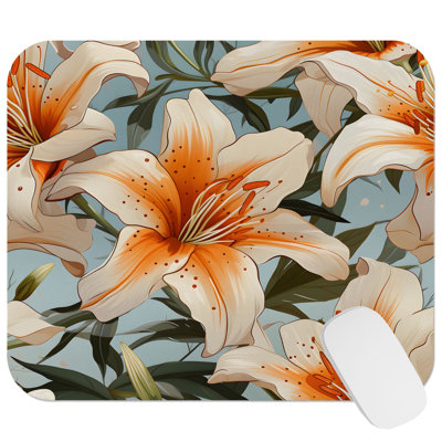 Floral Lily Flowers I Tropical Gaming Cute Office Laptop Desk Pad Gift Mat Square Rectangle Non-Slip Mousepad