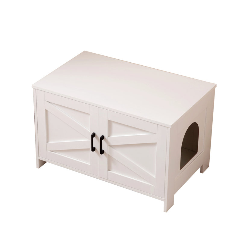 Versatile Cat Litter Box Enclosure with Hidden Door and Multiple Functions