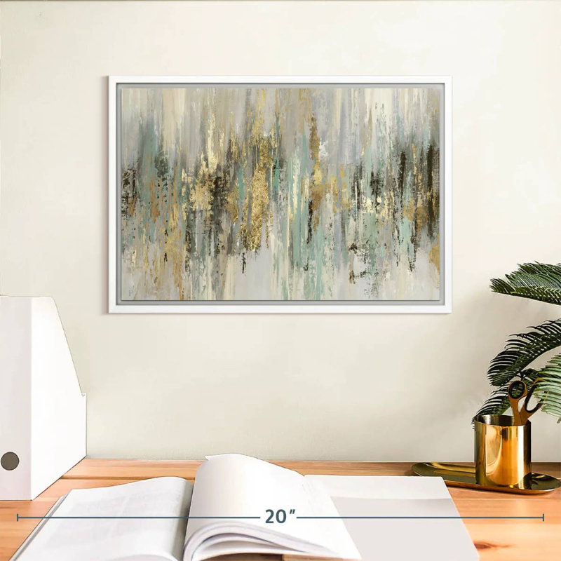 Dégoulinant d'or, Cadre flottant blanc, 37 po x 25 po