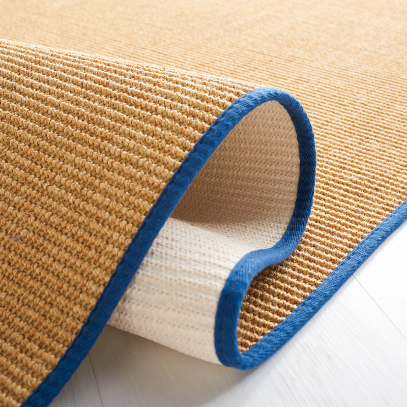 Msr9501 Martha Stewart Sisal/Jute Solid Color Rug in Natural/Navy/Ivory, Rectangle 9' x 12'
