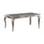 Dining Table Rectangle Glass Inert Top Silver Hue 7Pc Dining Table 6X Side Chairs Tufted Back Dining Room Furniture
