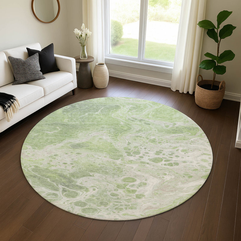 Premium Machine Washable Varroville AMF1705 Abstract Rug, Round 8'