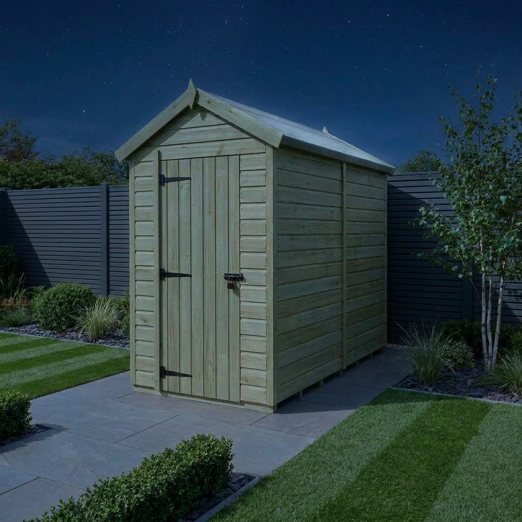 Total Sheds 5ft x 7ft Apex Garden Shed - Single Door - No Windows - Pressure Treated Timber - UK Manufactured