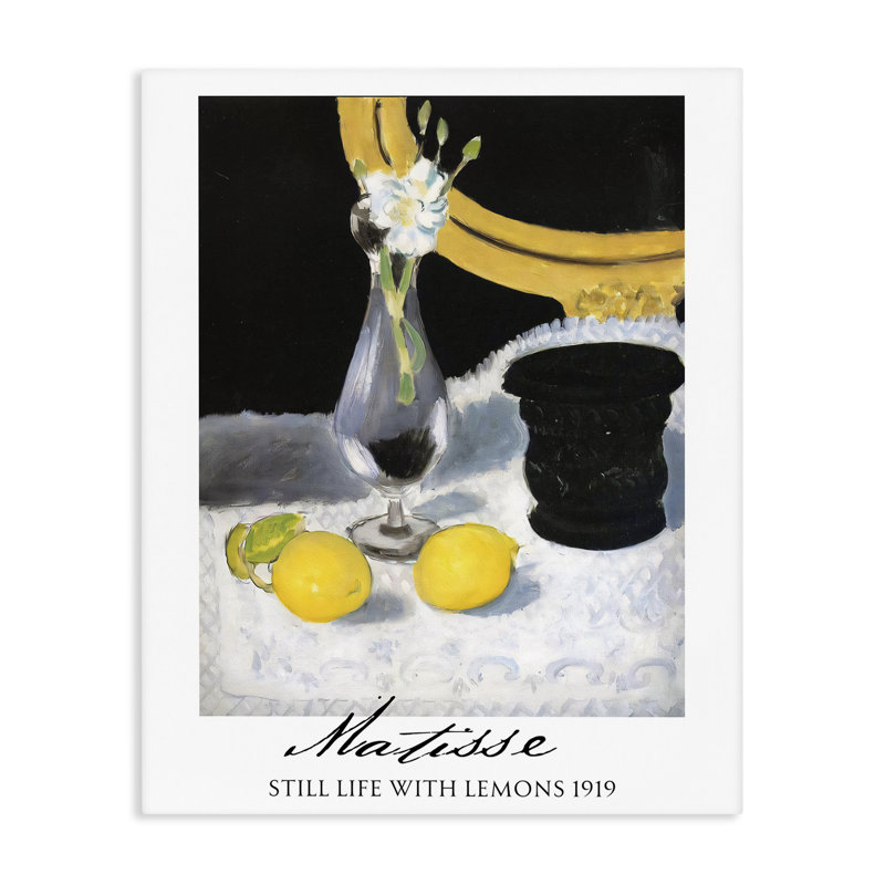 Toile Matisse Still Life Lemons, design par Vintage Hustle, H 30 po x l 24 po