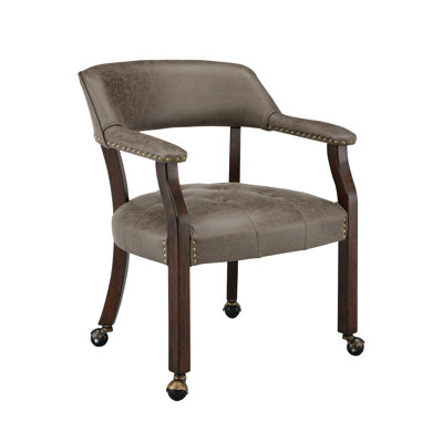 LUMERA Collection Swivel Tufted Arm Dining Chair Poker Chair Dark Brown