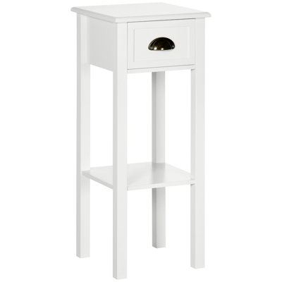 2-Tier Side Table With Drawer, Narrow End Table With Bottom Shelf, For Living Room Or Bedroom by Wildon Home