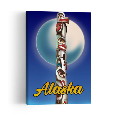 Alaskan Totem Moon Traditional Abstract Contemporary Landscape Nature Wall Art Print