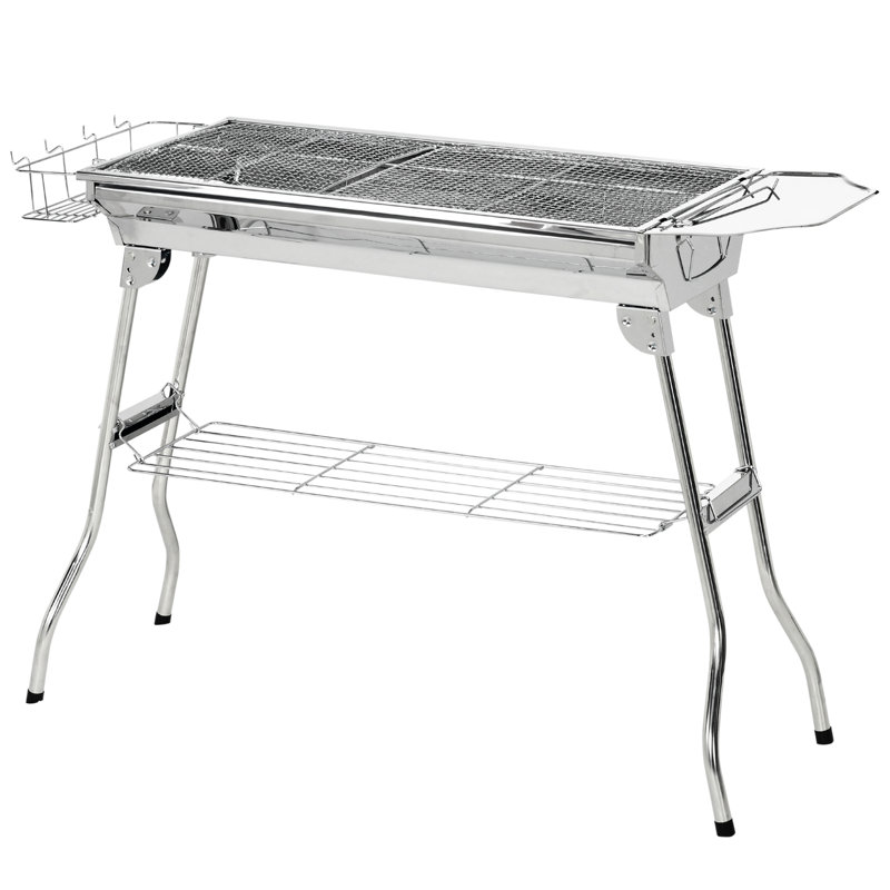 Barbecue portatif extérieur au charbon de bois en acier inoxydable - Options de cuisson polyvalentes