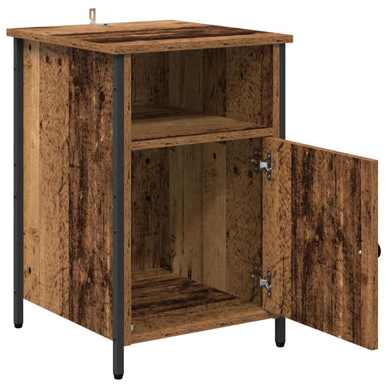 40cm W Manufactured Wood Bedside Table, Old Wood
